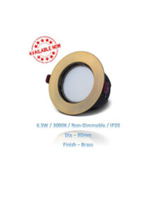 6.5w-3000k-non-dimmable-IP20-Dia-90mm-finish-brass